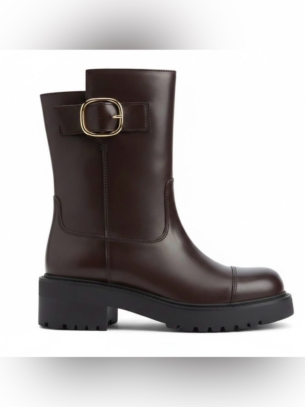 NEW $1150 Giuseppe Zanotti Dark Brown Leather Buckle Boots Size 38